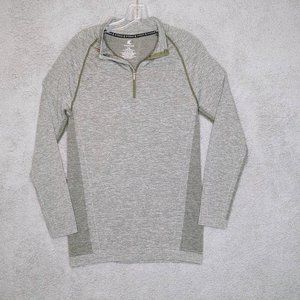 Kyodan Womens Pullover Sweatshirt Gray Heathered Mock Neck 1/4‎ Zip P/S New